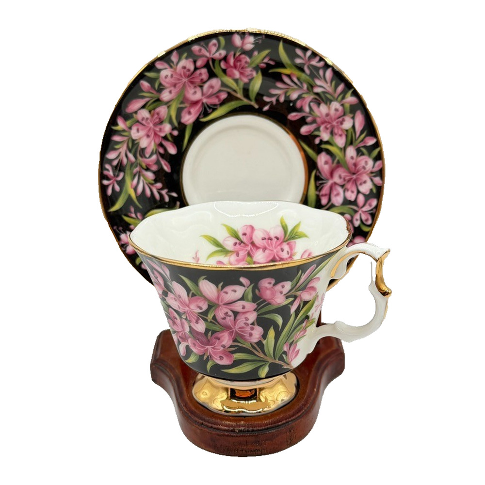 VINTAGE Royal Albert Provincial Flowers Fireweed Footed Tea Cup & Saucer 1975